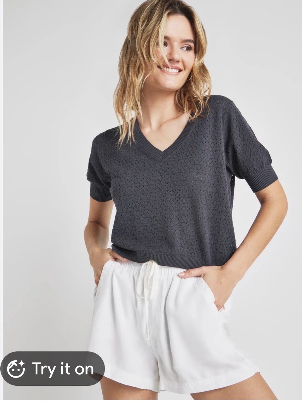 Splendid knit top medium slate gray